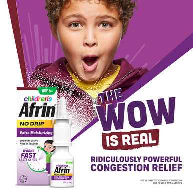 Afrin Childrens, Extra Moisturizing Stuffy Kids Nasal Spray Pump Mist, Up to 12 Hour Nasal Congestion Relief for Cold or Allergy Symptoms, for Children Ages 6 & Up, 15 mL