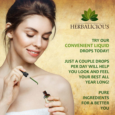 Herbalicious Liquid Chlorophyll Drops - Organic Sodium Copper Chlorophyllin Extract - Cleanse Support Immunity & Energy Boost Natural Deodorant & Detox Vegan Non-GMO Dietary Mint Flavor Green Tincture 2 fl Oz