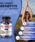 Nad+ Supplement 14,300Mg With Nicotinamide Riboside Nr, Trans Resveratrol, Quercetin - Support Cellular Energy, Longevity, Healthy Aging Usa Made & Tested (90 Count (Pack Of 1))