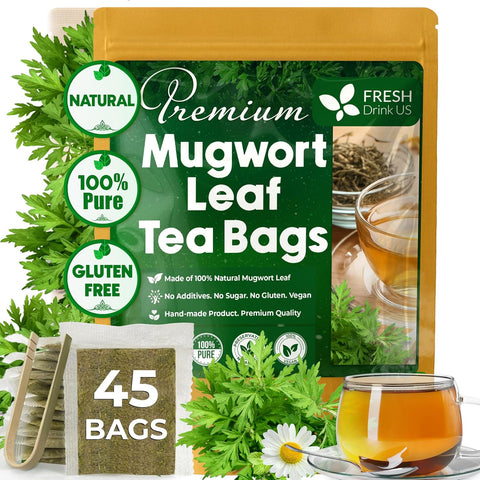 FreshDrinkUS, Premium 50 Mulberry Leaf Tea Bags, 100% Natural & Pure from Mulberry Leaves. Herbal Tea. Made with Natural Material Tea Bags. No Sugar, No Caffeine, No Gluten, Vegan.