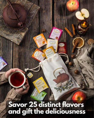 Gardenika Twinings Herbal and Decaf Tea Bags - Caffeine- Variety Sampler - 25 Flavors 50 Count - Individually Wrapped Packets