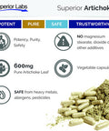 Superior Labs Organic Artichoke Leaf Extract NonGMO Powerful 5 Caffeoylquinic Natural Dietary Supplement for Healthy Metabolism Digestion Antioxidant 600 mg Dosage 180 Veg Caps