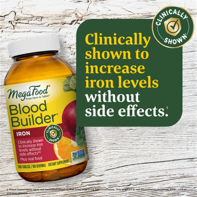 MegaFood Blood Builder - Iron Supplement Clinically Shown To Increase Iron Levels Without - Iron Supplement For Women With Vitamin C Vitamin B12 And Folic Acid - Vegan - 180 Tabs