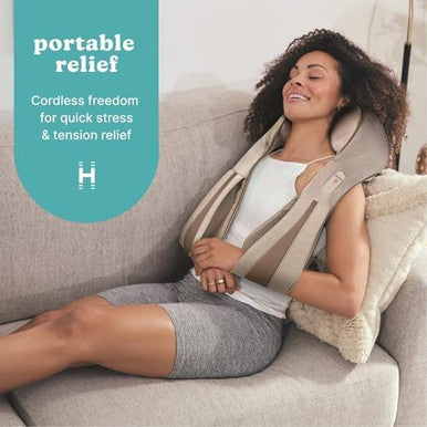 Homedics Neck Massager, Heated Shiatsu Neck, Shoulder And Back Massager With 3 Speeds, Changes Of Direction, And Convenient Straps - Portable Relief For Neck, Shoulders, Back, & Legs