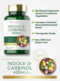 Carlyle Indole-3-Carbinol (I3C) 400mg | 120 Capsules | Advanced Formula with Broccoli Extract | Non-GMO Gluten