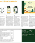 Vegan Essentials VegaveroÃƒâ€šÃ‚Â® | Multivitamins & Minerals | with Omega 3, Vitamin B12, B2, D3, K2, Zinc, Iron and Iodine | NO Additives | Natural Support for a Vegan Diet