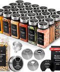 Square Glass Spice Jars with Label and Black Rotating Lids (24 x 4oz) Spice Containers with 240 Labels, Shaker Inserts, Silicone Funnel, Empty Square Empty Square Seasoning Organizer