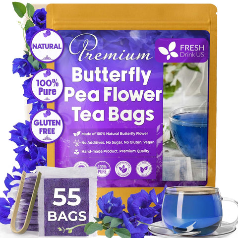 FreshDrinkUS, Premium 120 Mulberry Leaf Tea Bags, 100% Natural & Pure from Mulberry Leaves. Loose Leaf Herbal Tea. Made with Natural Material Tea Bags. No Sugar, No Caffeine, No Gluten, Vegan.
