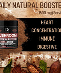 Dedicad Mushroom Chocolate Powder - Mushroom Hot Chocolate With Lion'S Mane, Reishi, Chaga, & More - Support For Immune System