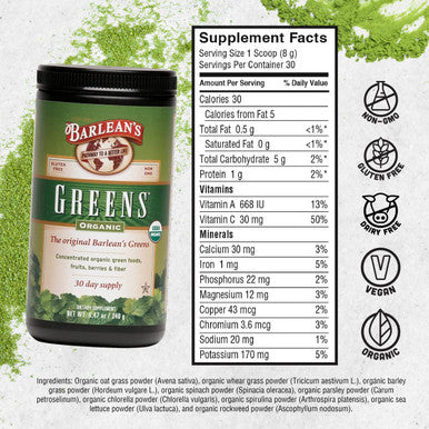 Barlean's Greens Formula Powder 9.3 Oz 264 G