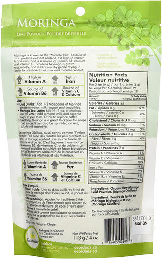 Ecoideas Organic Moringa Powder, 113g