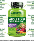 NATURELO Whole Food Multivitamin + Immune Blend with Elderberry & Mushrooms - Complete Multivitamin with Extra Immune Support - C , D3 , Zinc , Elderberry , Reishi , Shitake - 60 Vegan Capsules