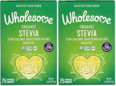 Wholesome Sweeteners Organic Stevia 75 Count Packets Zero Calorie Sweetener Blend Keto Friendly Non GMO Gluten & Vegan 1 Pack
