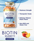 Carlyle Biotin 10000Mcg Gummies | 150 Count | Peach Flavor Supplement | Vegan, Non-Gmo, Gluten Free