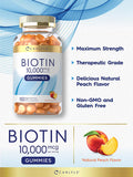 Carlyle Biotin 10000Mcg Gummies | 150 Count | Peach Flavor Supplement | Vegan, Non-Gmo, Gluten Free