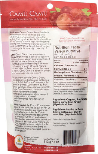 Ecoideas Organic Raw Camu Camu Berry Powder, 113g