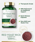 Carlyle Red Yeast Rice Complex | 1220mg | 120 Capsules | with Policosanol | Non-GMO and Gluten Supplement
