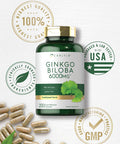 Carlyle Ginkgo Biloba Pills | 6000Mg | 200 Capsules | Maximum Strength | Non-Gmo, Gluten Free Supplement