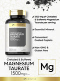 Carlyle Magnesium Taurate 1500mg | 250 Caplets | Chelated and Buffered | Vegetarian Non-GMO Gluten Supplement