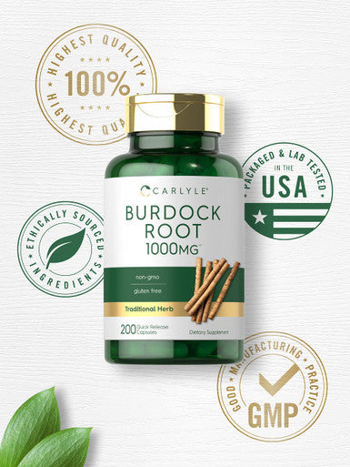 Carlyle Burdock Root | 1000 Mg | 200 Capsules | Non-Gmo And Gluten Free Formula | Traditional Herb Supplement | Arctium Lappa Ext