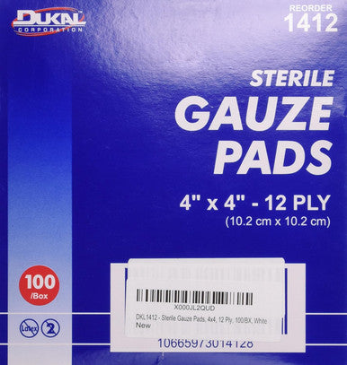 Dukal Sterile Gauze Pad 4" x 4" 100 per Box White