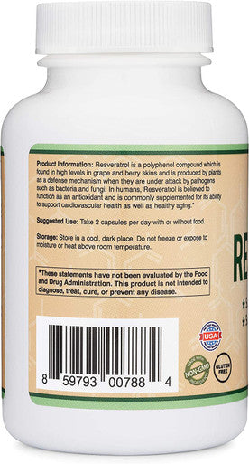 Resveratrol 500mg Per Serving 120 Capsules Natural Resveratrol Polygonum Root Extract Providing 50 TransResveratrol Healthy Aging Support by Double Wood Supplements