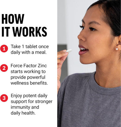Force Factor Zinc 50mg Zinc Supplements with Zinc Oxide Powder Zinc Gluconate and Zinc Citrate for Immune Support and Immune Health High-Potency Vegan Gelatin Non-GMO 240 Tablets
