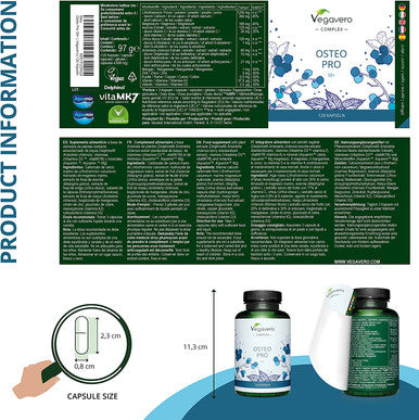 Osteo Pro Complex VegaveroÃƒâ€šÃ‚Â® | Synergistic Combinations to Support Bone Health | 120 Capsules | 100% Vegan | with Calcium, Magnesium, Zinc & Vitamin C