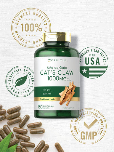Carlyle Cat'S Claw Capsules 1000Mg | 180 Count | Uncaria Tomentosa | Non-Gmo, Gluten Free Supplement