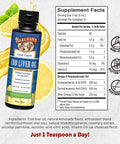Barlean'S Cod Liver Oil Liquid Supplement Omega 3 Fish Oil With 900Mg Epa And Dha Plus Vitamin D Supplements For Joint Brain And Heart Health Support Lemonade Flavor 8 Oz