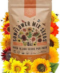 Sunflower Mix Seeds Pack 8 oz - Over 10,300 Non-GMO Heirloom Sunflower Seeds for Planting, Annual Flowers in Individual Seed Packet for Planting Home Garden Indoor & Outdoor Gardening