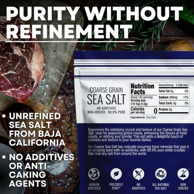 Sea Salt Superstore her Sea Salt Coarse Grain her Salt Coarse Salt Replacement for Table Salt Non-Iodized & Natural Coarse Sea Salt for Grinder 5 oz Bag