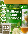 FreshDrinkUS, Premium 75 Mulberry Leaf Tea Bags, 100% Natural & Pure from Mulberry Leaves. Loose Leaf Herbal Tea. Made with Natural Material Tea Bags. No Sugar, No Caffeine, No Gluten, Vegan.