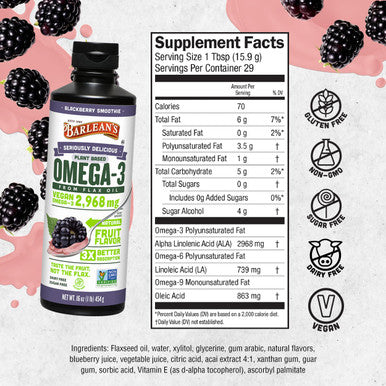 Barlean'S Omega Swirl Omega-3 Flax Oil Supplement Blackberry 16 Fl Oz