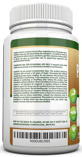 NutriONN PSYLLIUM Husk Capsules - 1450mg - 240 Capsules - Premium Psyllium Fiber Supplement - Great for Digestion and Regularity - 100% Soluble Fiber
