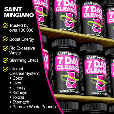 Saint Mingiano 7 Day Cleanse Program | Colon Detox With Natural Laxative For Constipation & Bloating | Extra-Strength Senna Leaf Supplements | Strong For Some People.