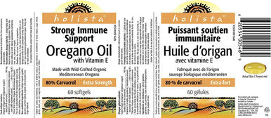 Holista Oregano Oil with Vitamin E, Extra Strength, Softgel, 180 mg, 1.49 IU, 60 Count