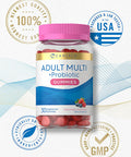 Adult Multivitamins Gummies | with Probiotic | 30 Count | Berry Punch Flavor | Vegetarian, Non-GMO, Gluten Free Supplement | by Carlyle