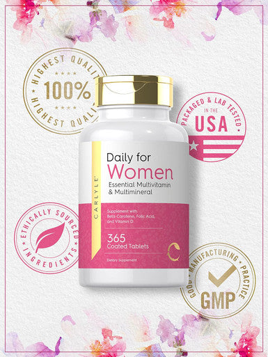Carlyle Women's Daily Multivitamin | 365 Tablets | Vitamin and Mineral Supplement | Non-GMO Gluten Pills