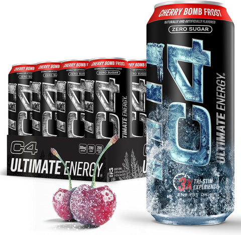 C4 Ultimate Zero Sugar Energy Drink, Tri-Stim Experience with 300mg Caffeine + TeaCrine + Dynamine, Fruit Punch, 16oz (Pack of 12)