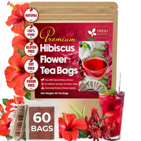 FreshDrinkUS, Premium 75 Mulberry Leaf Tea Bags, 100% Natural & Pure from Mulberry Leaves. Loose Leaf Herbal Tea. Made with Natural Material Tea Bags. No Sugar, No Caffeine, No Gluten, Vegan.
