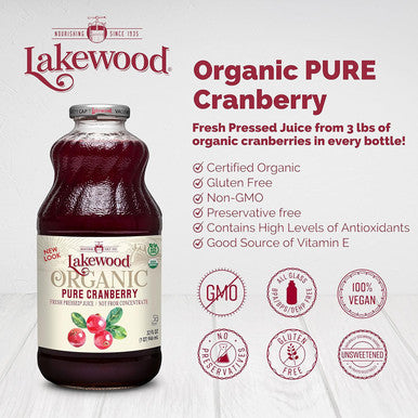 Lakewood Organic Cranberry Juice, 32 Fl Oz