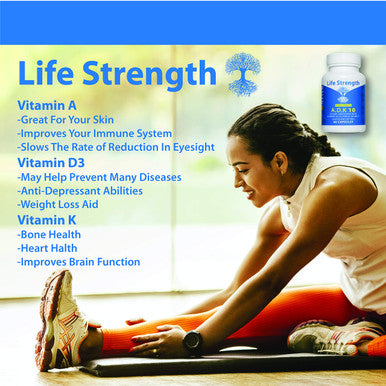 Life Strength Adk 10 Supplement (90 Ct) - Physician Formulated Vitamins A1, D3 & K2 (As Mk7) For Bone Health - Immune System Support - Gluten Free, Soy Free, Non-Gmo - Pack Of 1