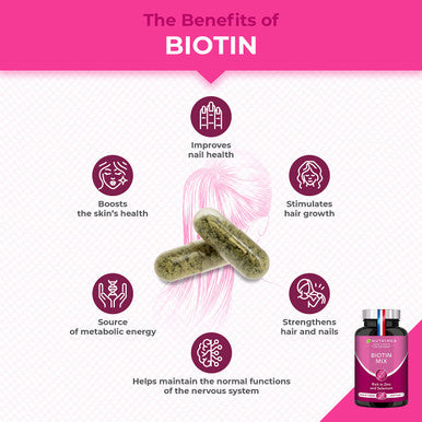 Laboratoires Nutrimea Biotin Hair & Nail Growth Supplement - Enriched with Zinc & Selenium - Contributes to Skin Care - 120 Vegan Capsules - French Expertise