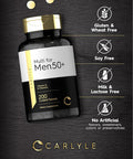 Carlyle Multivitamin For Men Over 50 Plus 200 Count With B Vitamins, Vitamin D, Magnesium & Zinc Gluten Supplement
