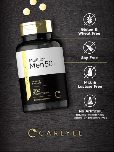 Carlyle Multivitamin For Men Over 50 Plus 200 Count With B Vitamins, Vitamin D, Magnesium & Zinc Gluten Supplement