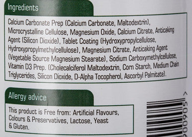 Calcium, Magnesium & D3 90 Tablets. Suitable for Vegans.