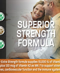 Bronson Vitamin K2 (MK7) with D3 Extra Strength Supplement Bone Health Non-GMO Formula 10,000 IU Vitamin D3 & 120 mcg Vitamin K2 MK-7 Easy to Swallow Vitamin D & K, 120 Capsules