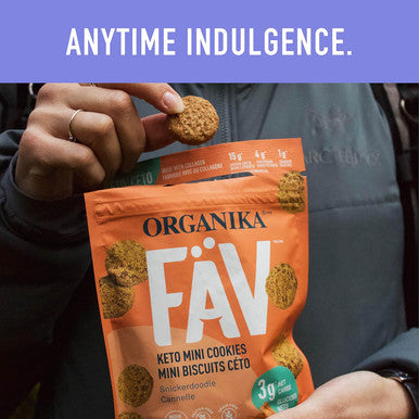 Organika Fav Keto Mini Cookies-Double Chocolate- Low Carb, Collagen Protein, Gluten-, Healthy Snack- 90G Pouch