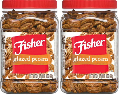 Fisher Snack Glazed Pecans Candied, 24 oz (Pack of 1), Junior Mammoth Candied Pecans, Perfect for Gifting or Personal Enjoyment, Crunchy, and Irresistibly Sweet
